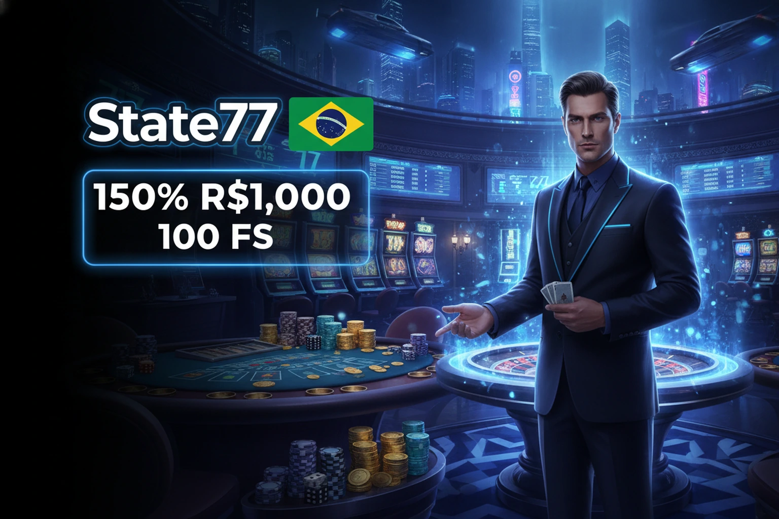 Bônus de Boas-Vindas State77: 150% + 100 Rodadas Grátis Brasil
